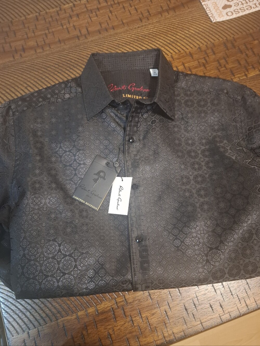 Men's Robert Graham Limited Editon Black Printed Long-Sleeve Button-Down Shirt
